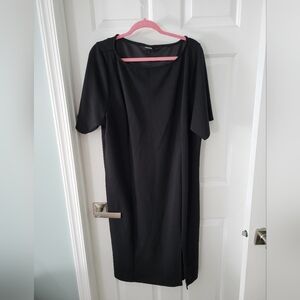 Torrid black size 3 bodycon black dress with short sleeves and slit